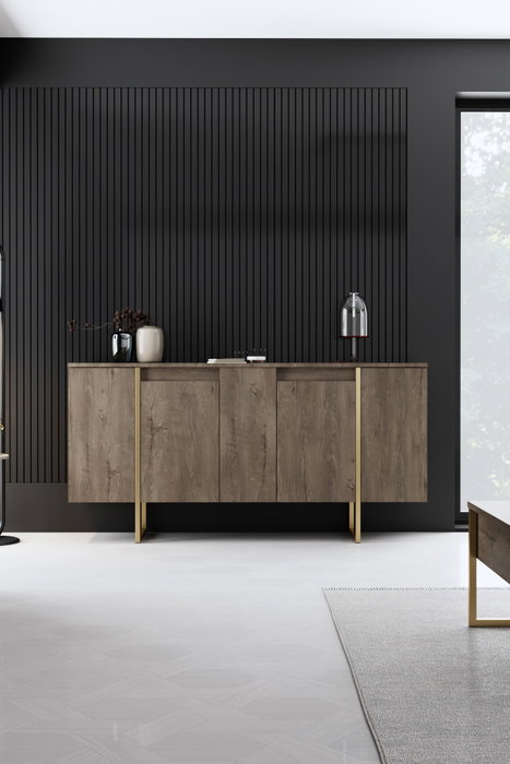 Hanah Home Luxe - Conjunto de muebles de salón Nogal y Dorado Hanah Home Luxe - Conjunto de muebles de salón Nogal y Dorado